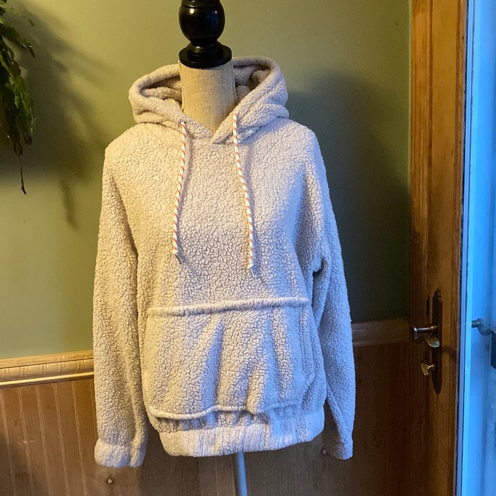 ZAFUL cream Sherpa pocket hoodie